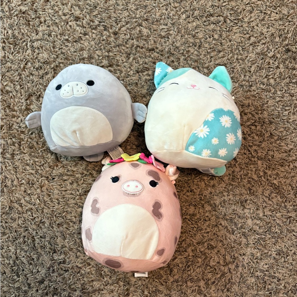 Plush Animal Toy Set - Gray, Cream, Pink